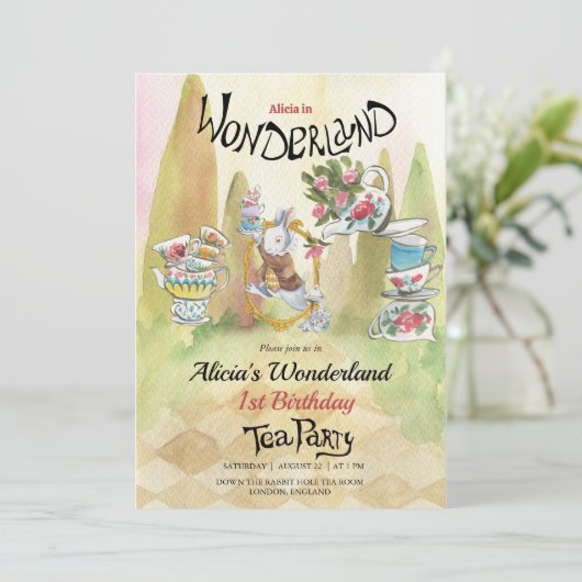 Einladung zum 1. Geburtstag | Tee-Party (Stehend Vorderseite)