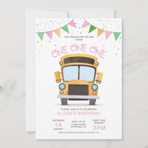 Einladung zum 1. Geburtstag - Wheels on the Bus