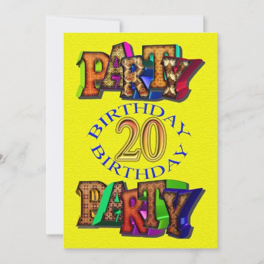 Einladung zum 20. Geburtstag (Vorderseite)