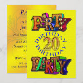 Einladung zum 20. Geburtstag (Vorne/Hinten)