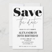 Einladung zum 20. Geburtstag Save the Date Schwarz (Vorderseite)