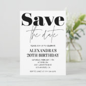 Einladung zum 20. Geburtstag Save the Date Schwarz (Stehend Vorderseite)