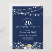 Einladung zum 20. Hochzeitstag der Marine & Gold (Vorderseite)