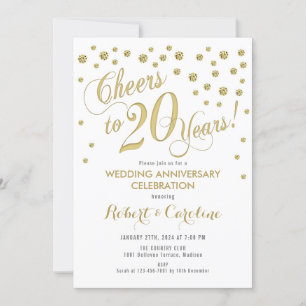 Einladung zum 20. Hochzeitstag - Gold & Weiß