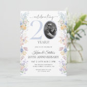 Einladung zum 20-jährigen Blumenanfang mit Foto (Stehend Vorderseite)