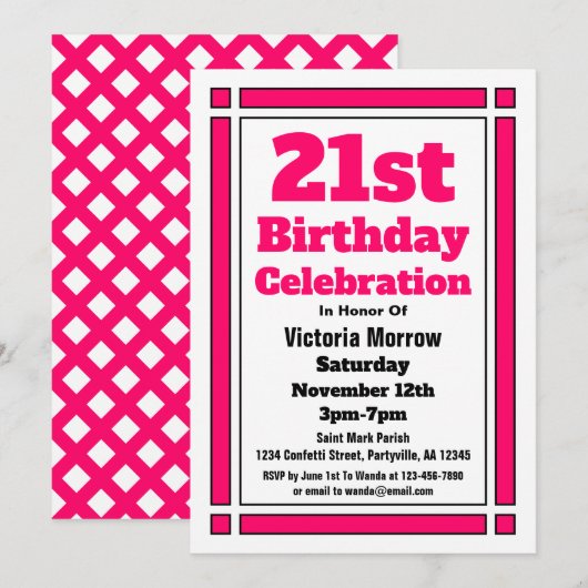 Einladung zum 21. Geburtstag (Vorne/Hinten)