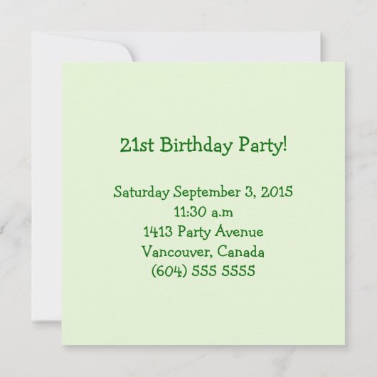 Einladung zum 21. Geburtstag (Rückseite)