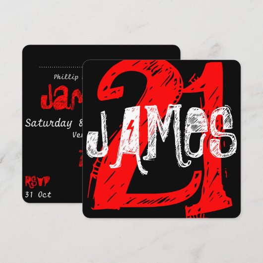 Einladung zum 21. Geburtstag (Vorne/Hinten)