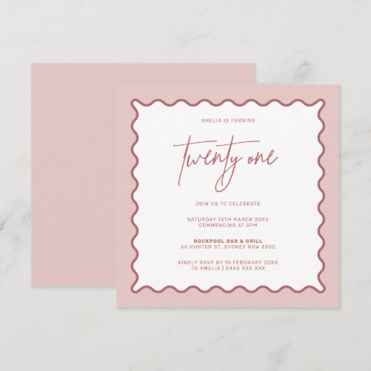 Einladung zum 21. Geburtstag (Vorne/Hinten)