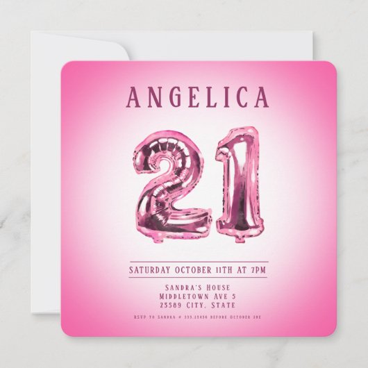 Einladung zum 21. Geburtstag (Vorderseite)