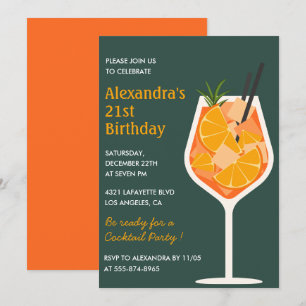 Einladung zum 21. Geburtstag Cocktail Elegant Mode