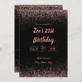 Einladung zum 21. Geburtstag - Glitzer Confetti |  (Vorne/Hinten)