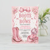 Einladung zum 21. Geburtstag mit Boots & Bows (Stehend Vorderseite)