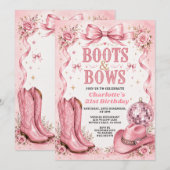 Einladung zum 21. Geburtstag mit Boots & Bows (Vorne/Hinten)