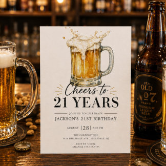 Einladung zum 21. Geburtstag: Prost!