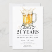 Einladung zum 21. Geburtstag: Prost! (Vorderseite)