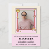 Einladung zum 21. Geburtstag Retro Groovy Pink Blu (Vorderseite)