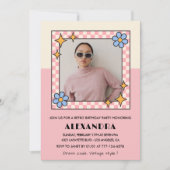 Einladung zum 21. Geburtstag Retro Groovy Pink Blu (Vorderseite)