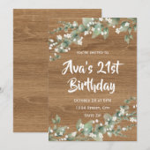 Einladung zum 21. Geburtstag - Rustikale Vegetatio (Vorne/Hinten)