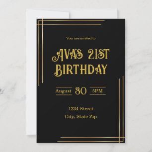 Einladung zum 21. Geburtstag – Schwarz & Gold   El