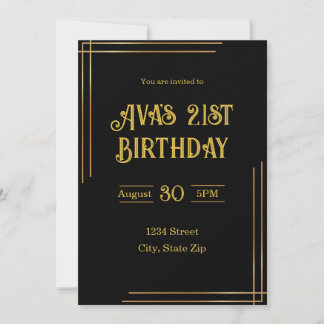 Einladung zum 21. Geburtstag - Schwarz & Gold | el