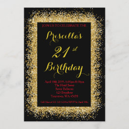 Einladung zum 21. Geburtstag, schwarz, Konfetti, G