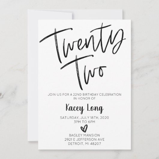 Einladung zum 22. Geburtstag (Vorderseite)