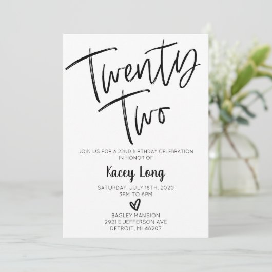 Einladung zum 22. Geburtstag (Stehend Vorderseite)