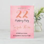 Einladung zum 22. Geburtstag (Stehend Vorderseite)