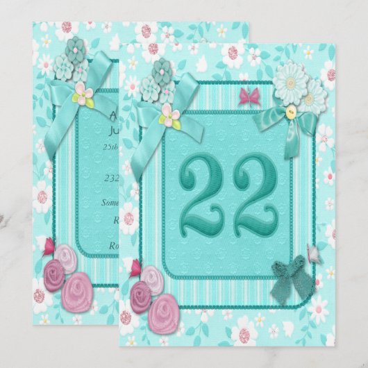 Einladung zum 22. Geburtstag (Vorne/Hinten)