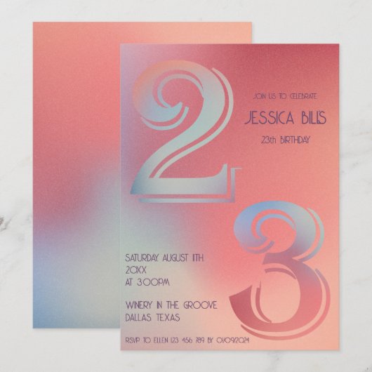 Einladung zum 23. Geburtstag (Vorne/Hinten)