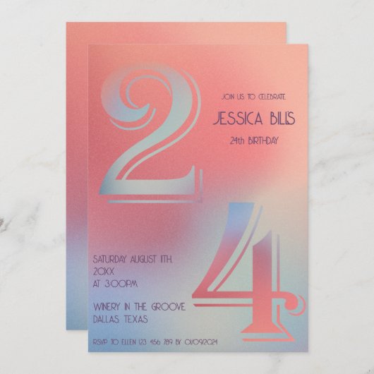 Einladung zum 24. Geburtstag (Vorne/Hinten)