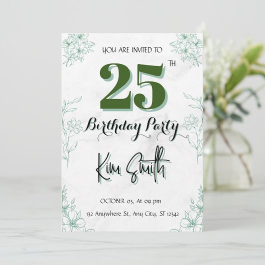 Einladung zum 25. Geburtstag (Stehend Vorderseite)