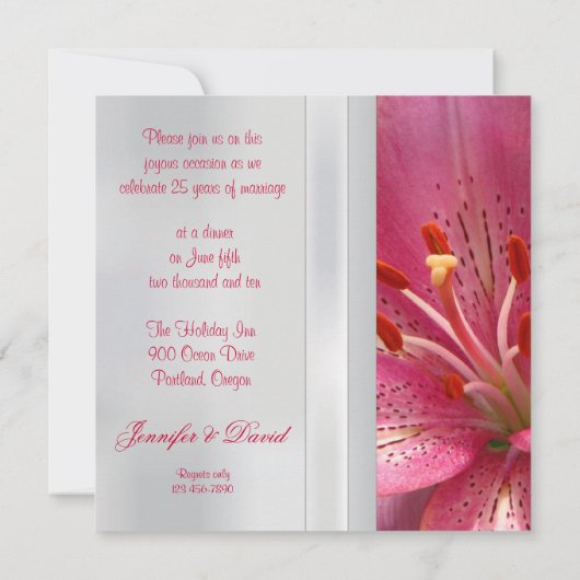 Einladung zum 25. Hochzeitstag (Rückseite)