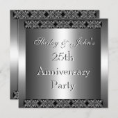 Einladung zum 25. Hochzeitstag Party Silber (Vorne/Hinten)