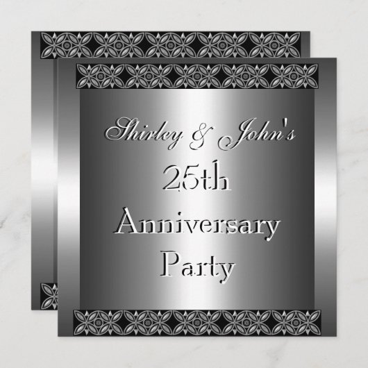 Einladung zum 25. Hochzeitstag Party Silber (Vorne/Hinten)