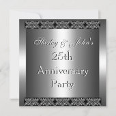 Einladung zum 25. Hochzeitstag Party Silber (Vorderseite)
