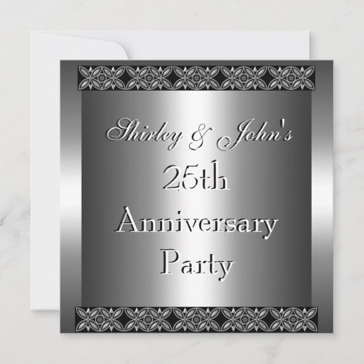 Einladung zum 25. Hochzeitstag Party Silber (Vorderseite)