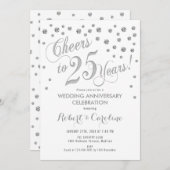 Einladung zum 25. Hochzeitstag - Silberweiß (Vorne/Hinten)