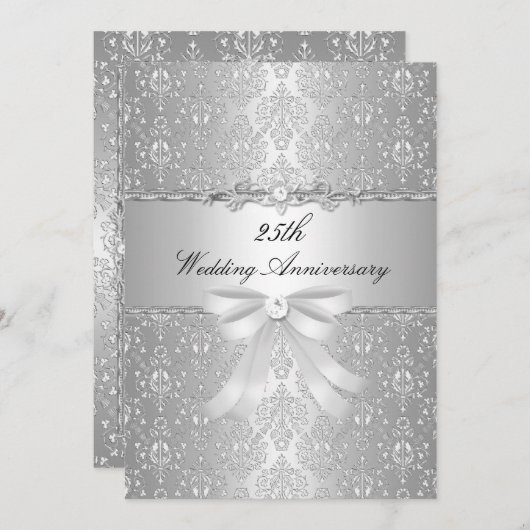 Einladung zum 25. Hochzeitstag von Damask Bow (Vorne/Hinten)