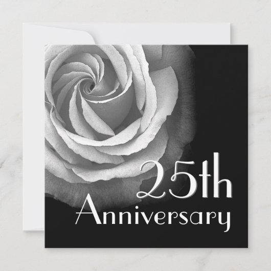 Einladung zum 25. Jahrestag - SILVER-Rose (Vorderseite)