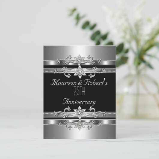 Einladung zum 25-jährigen Jubiläum Elegant Black S (Stehend Vorderseite)
