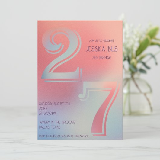 Einladung zum 27. Geburtstag (Stehend Vorderseite)