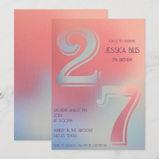 Einladung zum 27. Geburtstag (Vorne/Hinten)