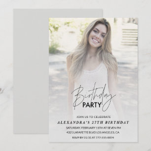Einladung zum 27. Geburtstag Geburtstagsfeier Grau