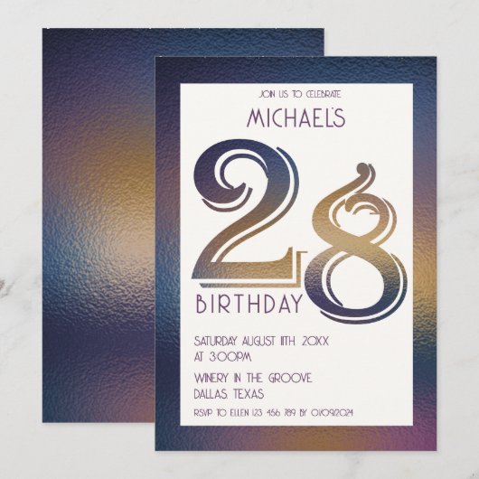 Einladung zum 28. Geburtstag (Vorne/Hinten)