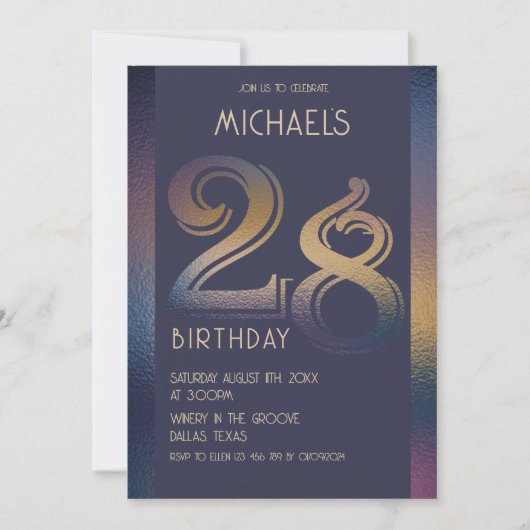 Einladung zum 28. Geburtstag (Vorderseite)