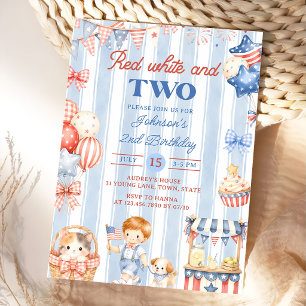 Einladung zum 2. Geburtstag American Stripes Boy
