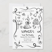 Einladung zum 2. Geburtstag, Handgezeichnet 2. Geb (Vorderseite)