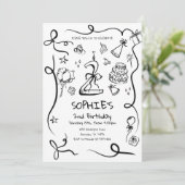 Einladung zum 2. Geburtstag, Handgezeichnet 2. Geb (Stehend Vorderseite)